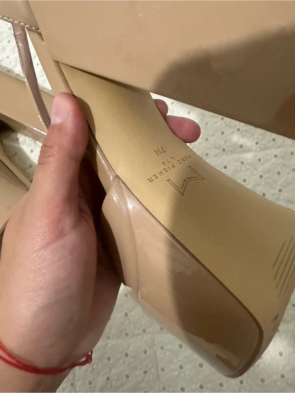 Marc Fisher Blush Patent Platform Sandal